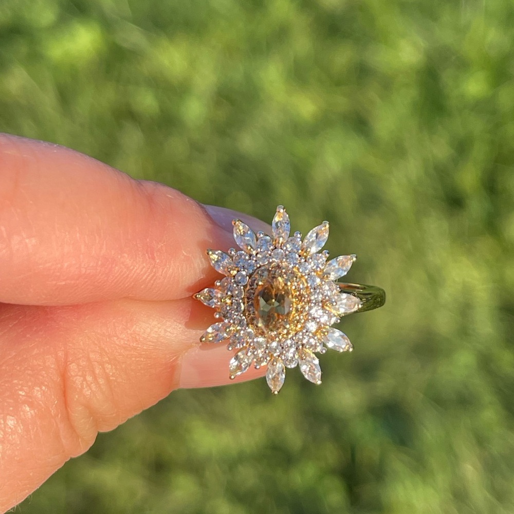 BOGO Golden Turkizite, Yellow Sapphire and white zircon Ring